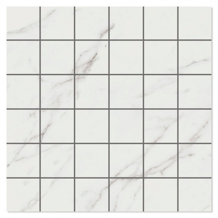 Marmor Mosaik Klinker Kalon Hvid Poleret 30x30 (5x5) cm-0